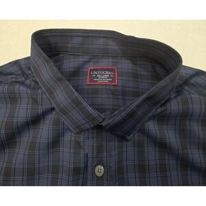 UNTUCKit Shirt Mens 2XL Plaid Blue Nylon Spandex Relaxed Performance LIMITED USE
